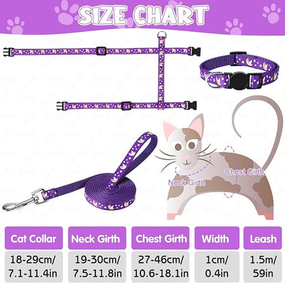 Guiqulai 2 Pack Cat Harness and Leash with Collar Set, Escape Proof Cat Harness Adjustable Kitten Harness Glow in The Dark for Small Medium Cats