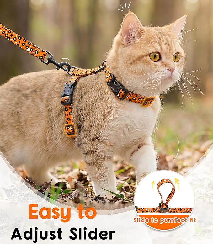 Halypet 2-Pack Cat Harness and Leash Set, Escape Proof 3-in-1 Adjustable Harness for Cats, Soft Lightweight, Easy On & Control for Walking, Travel & Outdoor Use, Small (Navy & Orange)