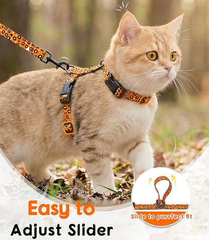 Halypet 2-Pack Cat Harness and Leash Set, Escape Proof 3-in-1 Adjustable Harness for Cats, Soft Lightweight, Easy On & Control for Walking, Travel & Outdoor Use, Vibrant Leopard Orange, Medium