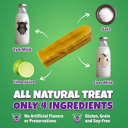 Healthy Yak Cheese Himalayan Chew, All-Natural & High in Protein, Odorless & Long Lasting Yak Chews for Large Dogs & Medium Dogs, Dog Chews for Aggressive Chewers (Large, 8-Pack)