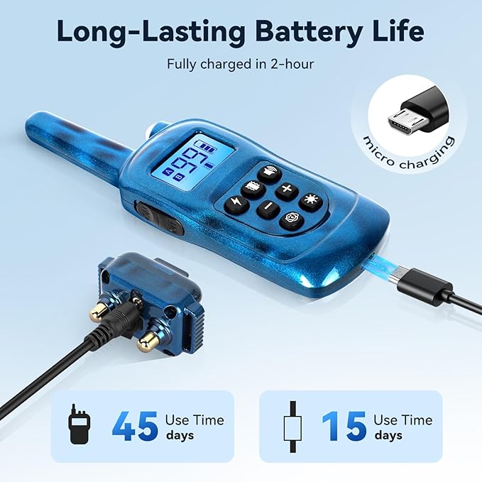 Jeyihka Dog Shock Collar 2 Dogs-2000ft Dog Training Collar with Remote，IPX7 Waterproof Electric Collar with 3 Training Modes,0-99Precise Adjustment，for Small, Medium and Large Dogs 5-120lbs，Blue