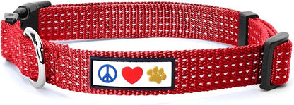 Pawtitas Reflective Red Puppy or Dog Collar, Medium