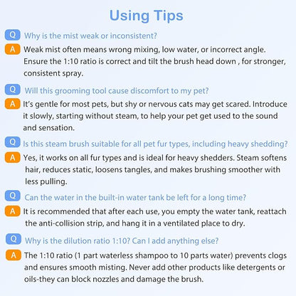 Steam-Like Spray Cat Brush - 3-in-1 USB Rechargeable Deshedding & Self-Cleaning Brush with Water Mist for Long & Short Hair Cats Dogs, Waterproof, 2 Speed Settings