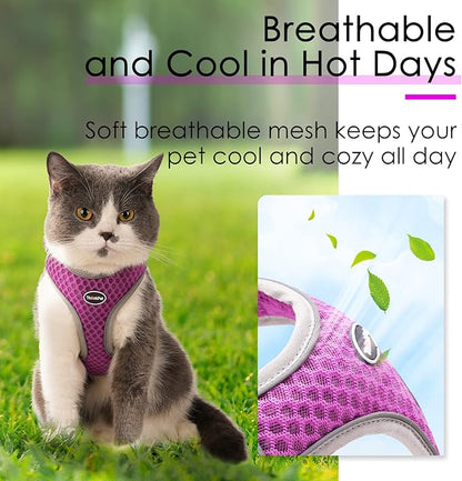 ThinkPet Reflective Breathable Soft Air Mesh No Pull Puppy Choke Free Over Head Vest Ventilation Harness for Puppy Small Medium Dogs and Cats (Purple,XS)