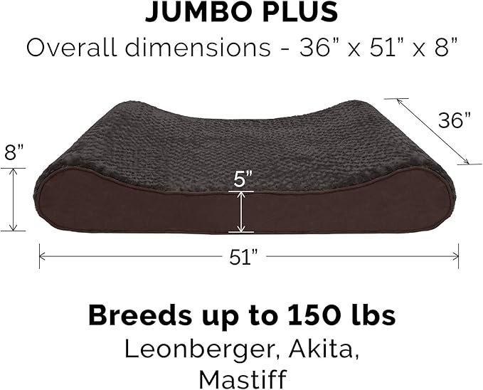 Furhaven Cooling Gel Dog Bed for Large Dogs w/ Removable Washable Cover, For Dogs Up to 150 lbs - Ultra Plush Faux Fur & Suede Luxe Lounger Contour Mattress - Chocolate, Jumbo Plus/XXL