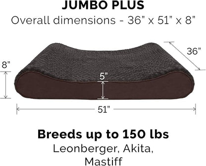 Furhaven Cooling Gel Dog Bed for Large Dogs w/ Removable Washable Cover, For Dogs Up to 150 lbs - Ultra Plush Faux Fur & Suede Luxe Lounger Contour Mattress - Chocolate, Jumbo Plus/XXL