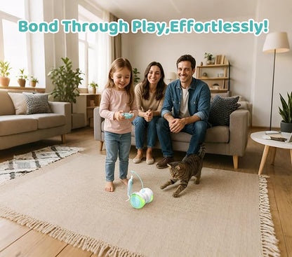 ZeLing HTL Remote Control Cat Toy with Auto Mode - Interactive Cat Toy Feather for Indoor, Moving Cats Catnip Toys & LED to Keep Bored Cats Active & Entertained