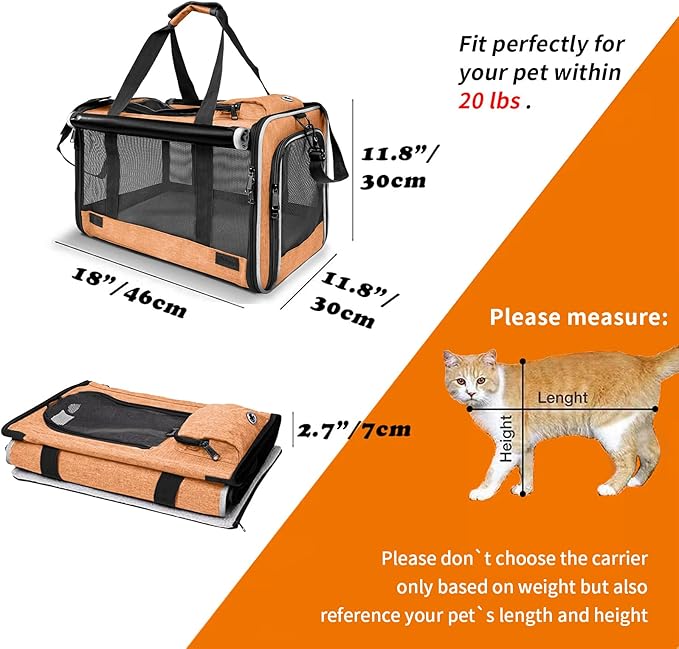 GAPZER Dog Carry Bag for Puppy Pet Soft-Shell Portable Kennel Crate for 0-15 lbs Foldable Pomeranian Travel Cage Tea Cup Yorkie Carrier Purse Indoor Carrying Case Cat Supply Melon Tiny Dog Melon