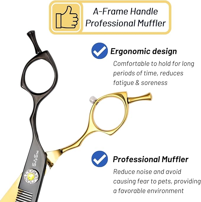7.5inch 25° Curved Thinning Shears for Dog Grooming Scissors, 56 Teeth High-end Dog Trimming Scissors, VG10 Steel Sharp Blender, Ergonomic Professional Pet Shears for Dogs Cats Face Paws Limbs Groomer