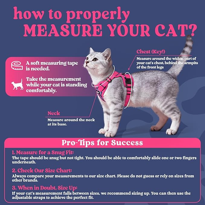 rabbitgoo Cat Harness and Leash for Walking, Escape Proof Soft Adjustable Vest Harnesses for Cats, Easy Control Breathable Reflective Strips Jacket, Coconut Fuchsia,S