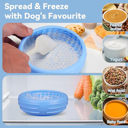 Dog Lick Bowl, Animire Freeze Lick Mat for Dogs, Non-Slip Slow Feeder Licking Bowl Enrichment Treat for Distraction Anxiety Relief, Food Grade Silicone, Dishwasher Safe(Baby Blue,XL)