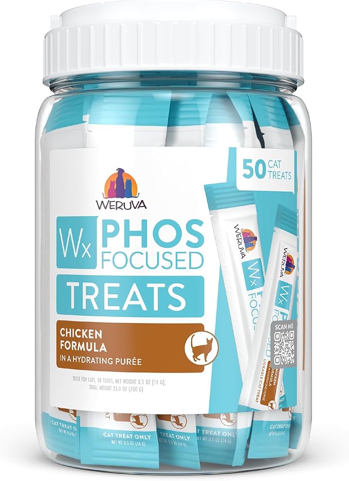 Weruva Wx Phos Focused, Chicken Formula Lickable Cat Treats, 0.5oz Tube, Pack of 50