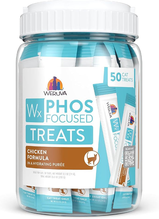 Weruva Wx Phos Focused, Chicken Formula Lickable Cat Treats, 0.5oz Tube, Pack of 50