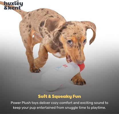 Huxley & Kent Funny Dog Toy w/Squeaker – Holiday Power Plush Squeaky Dog Toys for Small Dogs – Durable Small Stuffed Animal for Indoor Play & Fetch - Tiny Tuff Santa's Milk