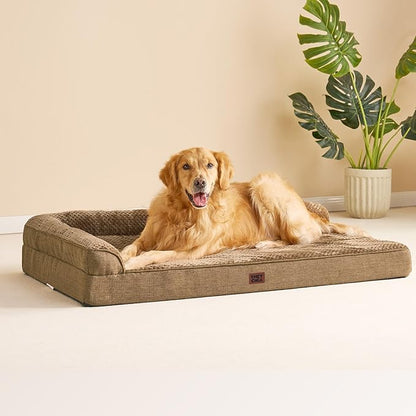EHEYCIGA Extra Large Dog Bed Othorpedic, Memory Foam XL Dog Bed with Washable Removable Cover, Waterproof Pet Sofa Couch XLarge Size Dogs with Nonskid Bottom, 44x32x6.5, Camel