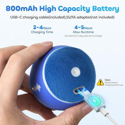 ddxcoo Automatic Interactive Cat Toy Ball for Indoor Cats, Carpet-Safe with Tangle-Free Tail, 3-Mode Touch Activated, Gen 3 High-Capacity 800mAh Battery (6-8H Play), Includes 2 Tails