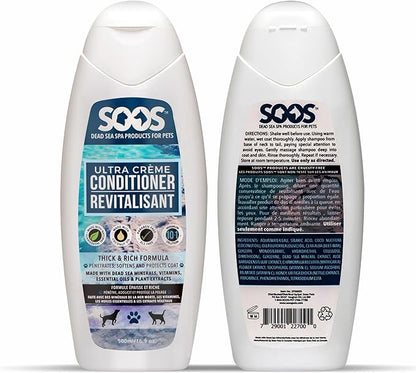 Soos Pets Ultra Crème Conditioner for Dogs and Cats | Natural Dead Sea Minerals | Smoothness, Polish Deeply | Absorbing with Vitamins Essential Oils Natural Ingredients - 500ml