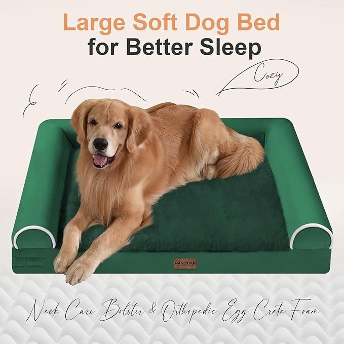 Small Dog Bed Orthopedic Washable: Beds Bolster Small Sized Dogs Bed Egg Crate Foam Couch Sofa Waterproof with Removable Cover - Emerald
