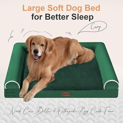 Small Dog Bed Orthopedic Washable: Beds Bolster Small Sized Dogs Bed Egg Crate Foam Couch Sofa Waterproof with Removable Cover - Emerald