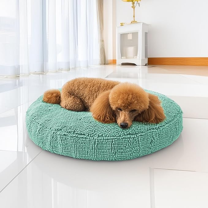 Muddy Mat®Cloud K-9 Bed for Dogs & Cats, Soft & Relaxing Donut Dog Bed, Chenille Material, Removable Cover, Washable & Dryer Safe–Seafoam Green Medium(35'x35')