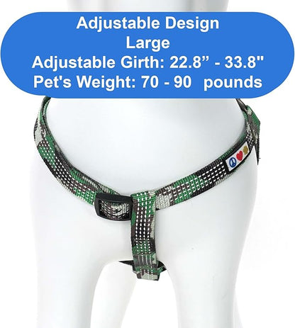 Pawtitas Reflective Step-in Dog Harness – Adjustable No-Pull Vest for Puppies to Seniors, Safe & Comfortable, L Camo Green