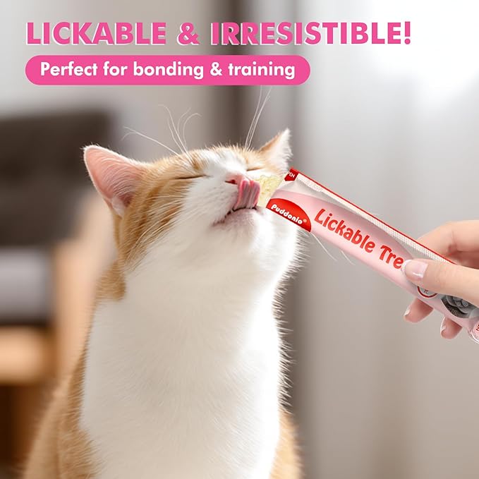 Puddonio High-Meat Lickable Cat Treats, Grain & Gum Free, No Additives, All-Natural High Protein Puree, 0.5oz Tubes (Pack of 72)