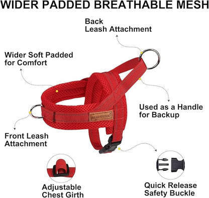 BEAUTYZOO Dog Harness for Small Dogs, No Pull Dog Harness and Leash Set, Soft Escape Proof Puppy Vest Harness with Handle, Reflective Lightweight Step in Harness for Girl Boy Dogs, Red S