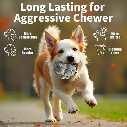Moonorange Upgrade Dog Balls Interactive Toys for Aggressive Chewers, Indestructible Tennis Durable Bouncy for Fetch Game, Lightweight Floating, Grey