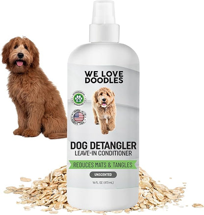 We Love Doodles Dog Detangler Spray - Leave-in Conditioner for Dogs - Dog Detangling Spray - Dematting Spray for Dogs - Tangle Remover - Made in The USA (Unscented Hypoallergenic)