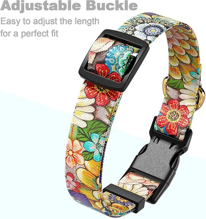 Rnivvi Dog Collar for Small Dogs, Cute Heavy Duty Adjustable Puppy Collar with Quick Release Buckle for Boy Girl & Female, Pet Accessories for Walking Running, XS Length 5/8" Width, Colorful Mandala
