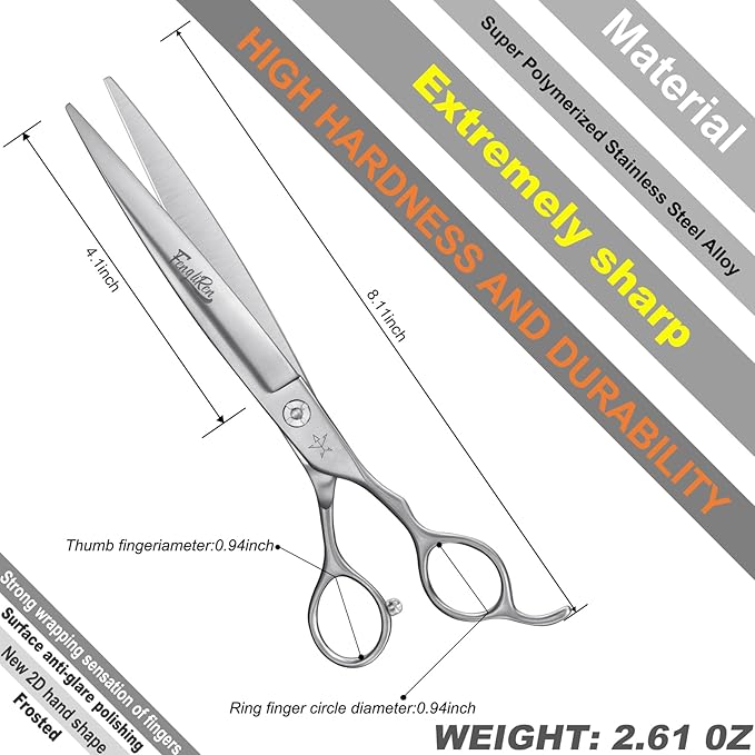 High-end Professional Dog Grooming Scissors Pet Grooming Shears 7.5 Inches Extremely Very Sharp Made Of Stainless Steel Alloy By Hand For Dog Cat Groomer