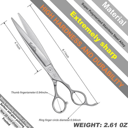 High-end Professional Dog Grooming Scissors Pet Grooming Shears 7.5 Inches Extremely Very Sharp Made Of Stainless Steel Alloy By Hand For Dog Cat Groomer