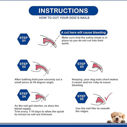 Candure Dog Nail Clippers for Pet Grooming - Professional Cat Nail Trimmers Suitable for Small to Medium Breeds with a Safety Guard & Nail File