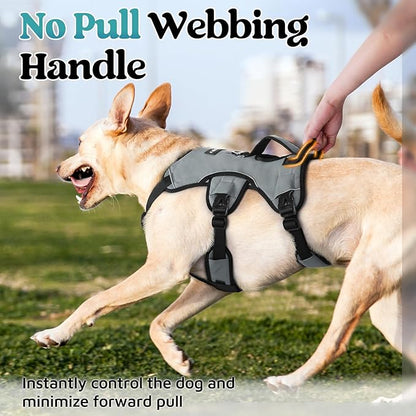rabbitgoo Escape Proof Dog Harness, Soft Padded Full Body Pet Harness, Reflective Adjustable No Pull Vest with Lift Handle and Leash Clip for Large Dogs Walking Hiking Training, M, Grey