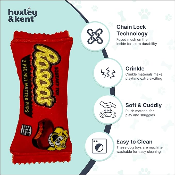 Huxley & Kent Funny Dog Toy w/Squeaker – Power Plush Squeaky Dog Toys for Small Dogs – Durable Small Stuffed Animal for Indoor Play & Fetch - Tiny Tuff Roscos