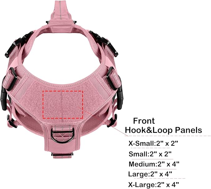 ICEFANG GN3 Tactical Dog Harness for X-Large Dogs, 6X Quick-Release Buckles,Dog Molle Vest with Handle,3/4 Body, Hook and Loop Panel for ID Patch,No Pulling Front Clip (XL (Chest: 31"-40"), Pink)