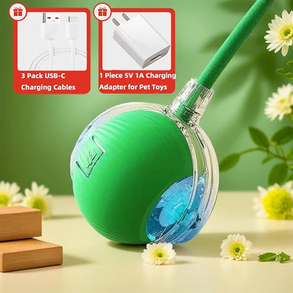 2026 Cat Toy, Electric Ball, Automatic USB-Rechargeable Ball Toy 3-Pack (Red/Green/Gray)