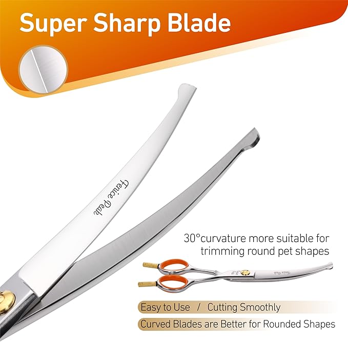 Fenice Peak 5" 3-in-1 Dog Grooming Scissors Set with Comb, Straight, Curved & Thinning Shears, Japanese 440C Stainless Steel Pet Grooming Kit for Dogs and Cats, Sharp Durable Blades
