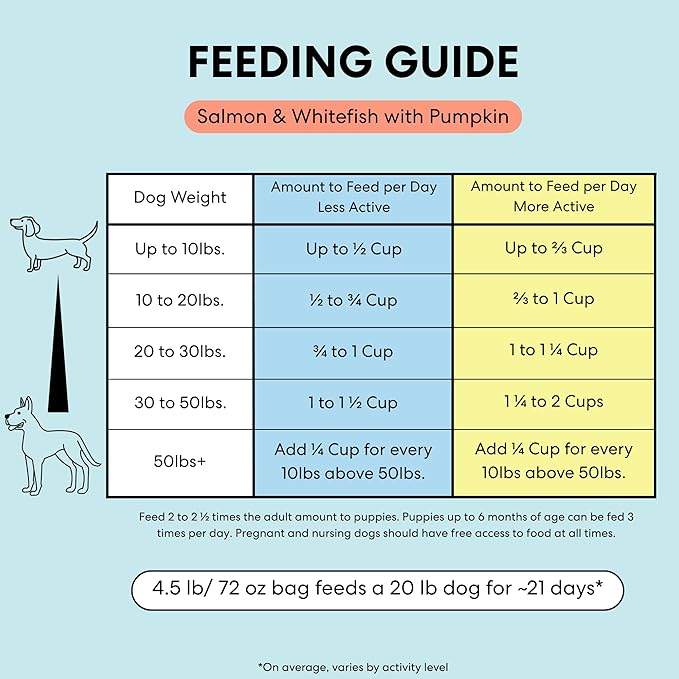 The Pets Table Air Dried Grain Free Dog Food for Dogs Large, Medium and Small | Puppy Dog Food, Adult Dog Food, Senior Dog Food | Salmon & Whitefish with Pumpkin 4.5 lbs / 72 oz Bag