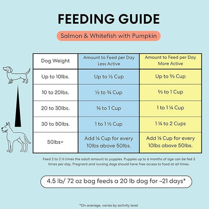 The Pets Table Air Dried Grain Free Dog Food for Dogs Large, Medium and Small | Puppy Dog Food, Adult Dog Food, Senior Dog Food | Salmon & Whitefish with Pumpkin 4.5 lbs / 72 oz Bag