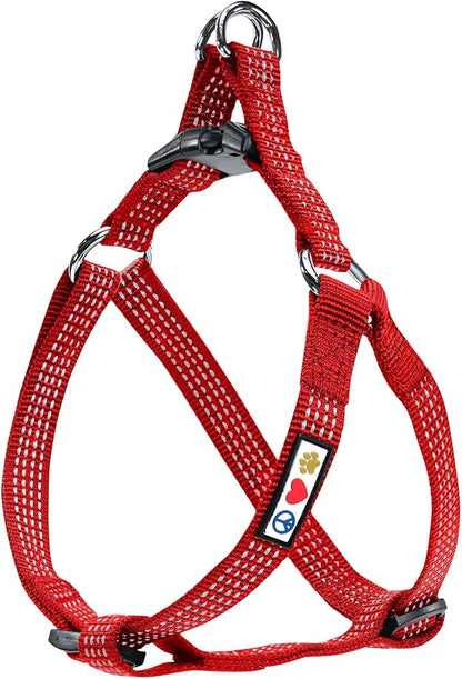 Pawtitas Reflective Step-in Dog Harness – Adjustable No-Pull Vest for Puppies to Seniors, Safe & Comfortable, L Red
