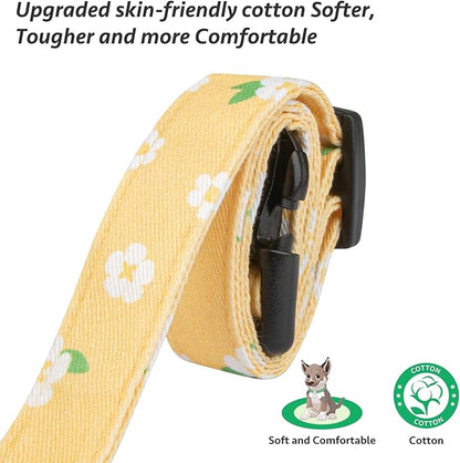 Cotton Handmade Dog Collar Cute and Distinctive Patterns Yellow Flower with Pendant for Girl Boy Dogs Collars S