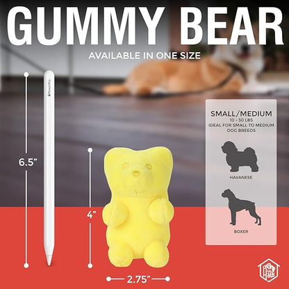 Chomp Haus Gummy Bear – Luxurious Plush Dog Toy with Squeaker, Premium Fabric, Embroidered Details, Designer-Inspired Chew Toy, Fun Gift for Small to Medium Dogs & Dog Lovers