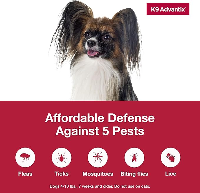 K9 Advantix Flea, Tick & Mosquito Prevention for Dogs 4-10 lbs. | Flea Drops for Small Dogs | Apply Monthly | 6 Treatments (Pack of 3)
