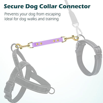 PetBonus Dog Collar Safety Clip, Waterproof Backup Safety Strap for Dog Harness to Prong Collar, Odor Proof Double Ended Clasp Leash Connector for Training Walking (Purple)