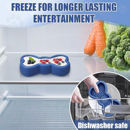 Lick Mat for Dogs, Animire Anti-Spilled Bow Tie Lick Bowls for Anxiety Relief, Silicone Slow Feeder Licking Pad with Suction Cups, Freezeable Dog Enrichment Toy for Boredom(Dark Blue,S)