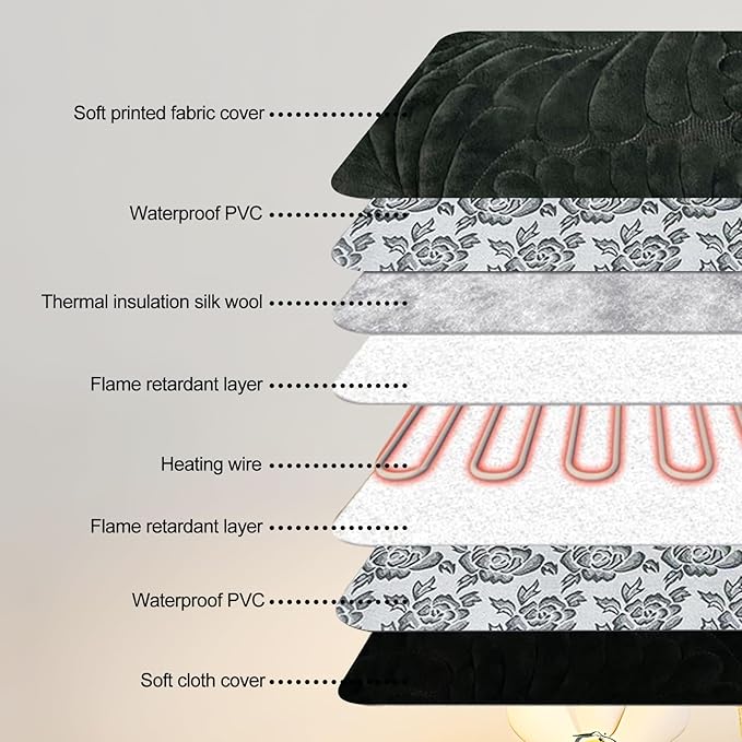 Quwzayail Large Dog Heating Pad,pet Heating Pad, Whelping Supplies Heated Dog Bed, 9 Gears and time Settings with Automatic Shut-Off (34.0" Lx 21.0" W x 0.5" Th, Dark Grey)