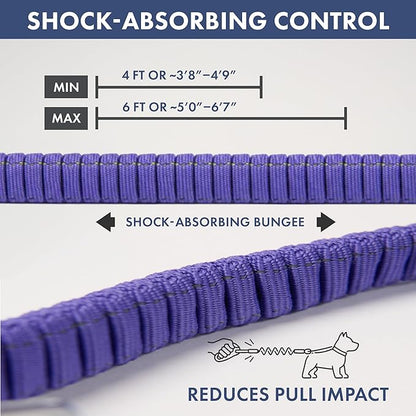 Spark Paws Handsfree Dog Leash – Shock Absorbing Waist Bungee Lead for Running, Car Seatbelt Clip & Poop Bag Set, Heavy Duty Tactical Lead for Medium, Large & X-Large Breeds - Snow Cone