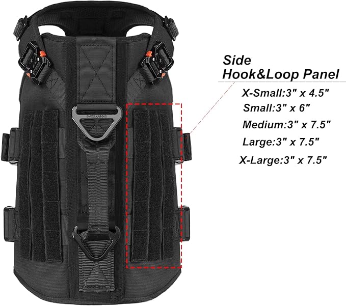 ICEFANG GN3 Tactical Dog Harness with 6X Buckle,Dog Molle Vest with Handle,3/4 Body Coverage,Hook and Loop Panel for ID Patch,No Pulling Front Clip (M (25"-31" Girth), Black)
