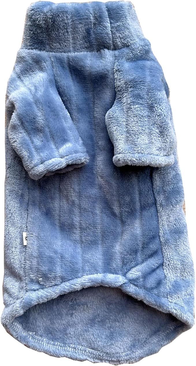 Turtleneck Sweater for Sphynx Cat Soft Coral Fleece Cat Clothes Thick Winter Warm Outfit Coat for Hairless Cats and Small Dogs Apparel with Sleeves (Blue, M (5-7 lbs))